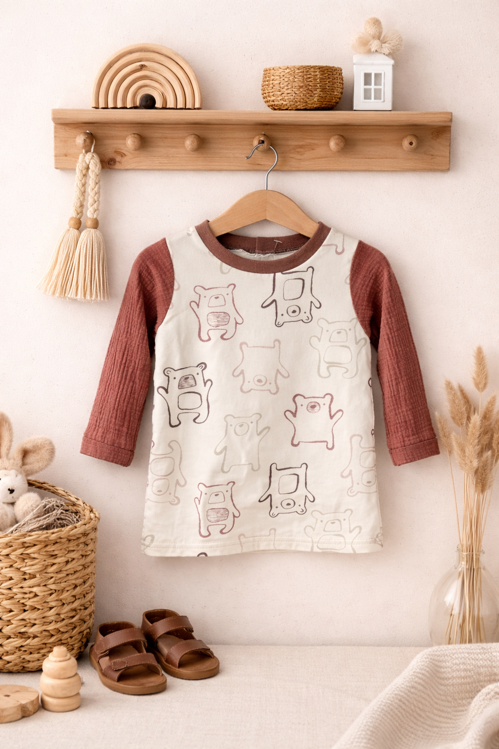 Langarmshirt Bären ( Musselin Ärmel )